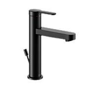 KEUCO IXMO Flat Mitigeur monocommandé pour lavabo 130, avec vidage à tirette, saillie 124mm, 59501373001, Couleur: Noir Mat