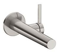 Keuco Ixmo mitigeur lavabo 59516051101 projection 219mm, nickel brossé, fixation murale, rosace ronde
