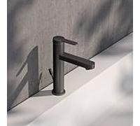 KEUCO IXMO Flat Mitigeur monocommandé pour lavabo 130, avec vidage à tirette, saillie 124mm, 59501353001, Couleur: noir titane brossé