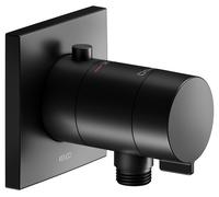 KEUCO IXMO Mitigeur thermostatique de douche encastré avec raccord de flexible, rosace carrée, 59554370002, Couleur: Noir Mat