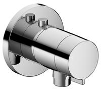 KEUCO IXMO Mitigeur thermostatique de douche encastré avec raccord de flexible, rosace ronde, 59554010001, Couleur: Chromé