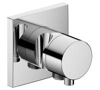 KEUCO IXMO robinet d'arrêt encastré, 1 consommateur avec raccord de flexible et support de douche avec poignée Comfort, rosace carrée, 59541011202, Couleur: Chromé