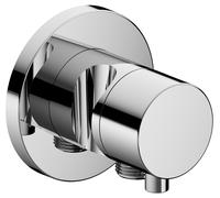 KEUCO IXMO robinet d'arrêt encastré, 1 consommateur avec raccord de flexible et support de douche avec poignée Comfort, rosace ronde, 59541011201, Couleur: Chromé