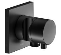 KEUCO IXMO robinet d'arrêt encastré, 1 consommateur avec raccord de flexible et support de douche avec poignée Comfort, rosace carrée, 59541371202, Couleur: Noir Mat