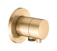 KEUCO IXMO robinet d'arrêt encastré pour 1 consommateur avec raccord de flexible avec poignée Comfort, rosace ronde, 59541251101, Couleur: Laiton brossé