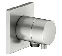 KEUCO IXMO robinet d'arrêt encastré pour 1 consommateur avec raccord de flexible avec poignée Comfort, rosace carrée, 59541061102, Couleur: acier inoxydable