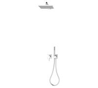 KEUCO IXMO Set de douche 4 mitigeurs, 2 consommateurs avec support de douche et pomme de douche, rosace carrée, 59651010402, Couleur: Chromé