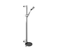 KEUCO IXMO Set de douche, barre murale 858mm, rosaces carrées, avec tablette pivotante, 59587010912, Couleur: chromé/noir-gris