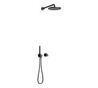 Keuco IXMO set de douche 59602370001 avec robinetterie thermostatique, pour 2 consommateurs, support de douche/douche de tête, rond, noir mat
