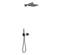Keuco IXMO set de douche 59602370002 avec robinetterie thermostatique, pour 2 consommateurs, support de douche/douche de tête, carré, noir mat