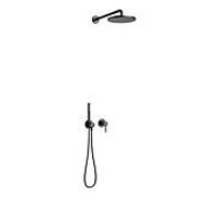 Keuco IXMO set de douche 59603370001 pour 2 consommateurs, avec support de douche et douche de tête, rosace ronde, noir mat