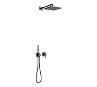 Keuco IXMO set de douche 59603370002 pour 2 Verbraucher , avec support de douche et douche de tête, rosace carrée, noir mat