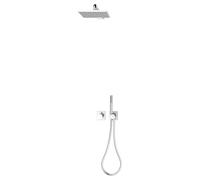 KEUCO IXMO Set de douche 8 Robinetterie thermostatique, 2 consommateurs avec support de douche et pomme de douche, rosace carrée, 59653010802, Couleur: Chromé