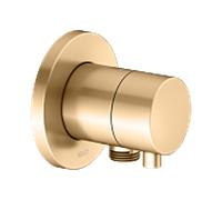 KEUCO IXMO robinet d'arrêt encastré pour 1 consommateur avec raccord de flexible avec poignée Comfort, rosace ronde, 59541251101, Couleur: Laiton brossé