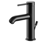KEUCO IXMO Soft Mitigeur monocommandé pour lavabo 100, avec vidage à tirette, saillie 114mm, 59502372000, Couleur: Noir Mat