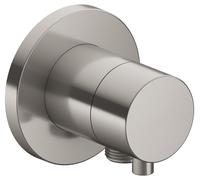 KEUCO IXMO Vanne d'inversion à encastrer 2 consommateurs, raccord de flexible avec poignée Comfort, avec arrêt, rosace ronde, 59557051101, Couleur: nickel brossé
