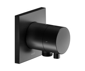 KEUCO IXMO Vanne d'inversion à encastrer 2 consommateurs, raccord de flexible avec poignée Comfort, avec arrêt, rosace carrée, 59557371102, Couleur: Noir Mat