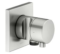 KEUCO IXMO Vanne d'inversion à encastrer 2 consommateurs, raccord de flexible, poignée Comfort et support de douche, avec arrêt, rosace carrée, 59557061202, Couleur: acier inoxydable