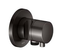 KEUCO IXMO Vanne d'inversion à encastrer 2 consommateurs, raccord de flexible, poignée Comfort et support de douche, sans arrêt, rosace ronde, 59556351201, Couleur: noir titane brossé