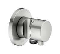KEUCO IXMO Vanne d'inversion à encastrer 2 consommateurs, raccord de flexible, poignée Comfort et support de douche, avec arrêt, rosace ronde, 59557061201, Couleur: acier inoxydable