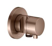KEUCO IXMO Vanne d'inversion à encastrer 2 consommateurs, raccord de flexible, poignée Comfort et support de douche, avec arrêt, rosace ronde, 59557291201, Couleur: rouge or brossÃ©