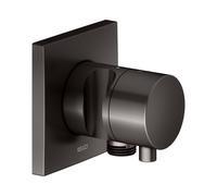 KEUCO IXMO Vanne d'inversion à encastrer 2 consommateurs, raccord de flexible, poignée Comfort et support de douche, sans arrêt, rosace carrée, 59556351202, Couleur: noir titane brossé