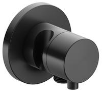 Keuco IXMO robinet 59556, inverseur 2 voies avec raccord de flexible et support de douche encastré, poignée Comfort, sans fonction darrêt, Coloris: Chrome noir brossé - 59556131201