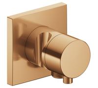 KEUCO IXMO Vanne d'inversion à encastrer 2 consommateurs, raccord de flexible, poignée Comfort et support de douche, avec arrêt, rosace carrée, 59557031202, Couleur: bronze brossé
