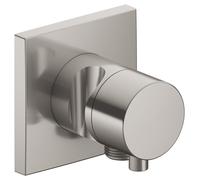 KEUCO IXMO Vanne d'inversion à encastrer 2 consommateurs, raccord de flexible, poignée Comfort et support de douche, sans arrêt, rosace carrée, 59556051202, Couleur: nickel brossé