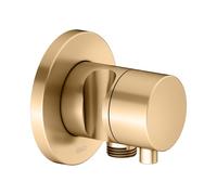 KEUCO IXMO Vanne d'inversion à encastrer 2 consommateurs, raccord de flexible, poignée Comfort et support de douche, sans arrêt, rosace ronde, 59556251201, Couleur: Laiton brossé