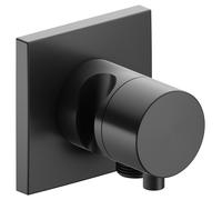 KEUCO IXMO Vanne d'inversion à encastrer 2 consommateurs, raccord de flexible, poignée Comfort et support de douche, avec arrêt, rosace carrée, 59557131202, Couleur: Chrome noir brossé