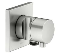 KEUCO IXMO Vanne d'inversion à encastrer 2 consommateurs, raccord de flexible, poignée Comfort et support de douche, sans arrêt, rosace carrée, 59556061202, Couleur: acier inoxydable