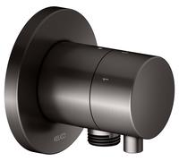 KEUCO IXMO Vanne d'inversion à encastrer 3 consommateurs, raccord de flexible, poignée Comfort, avec arrêt, rosace ronde, 59549351101, Couleur: noir titane brossé