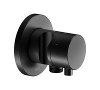 KEUCO IXMO Vanne d'inversion à encastrer 3 consommateurs, raccord de flexible, poignée Comfort et support de douche, avec arrêt, rosace ronde, 59549371201, Couleur: Noir Mat