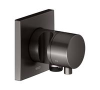 KEUCO IXMO Vanne d'inversion à encastrer 3 consommateurs, raccord de flexible, poignée Comfort et support de douche, sans arrêt, rosace carrée, 59548351202, Couleur: noir titane brossé