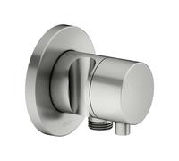 KEUCO IXMO Vanne d'inversion à encastrer 3 consommateurs, raccord de flexible, poignée Comfort et support de douche, avec arrêt, rosace ronde, 59549061201, Couleur: acier inoxydable