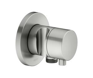 KEUCO IXMO Vanne d'inversion à encastrer 3 consommateurs, raccord de flexible, poignée Comfort et support de douche, avec arrêt, rosace ronde, 59549061201, Couleur: acier inoxydable