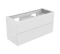 KEUCO EDITION 11 Meuble sous-lavabo pour double lavabo encastré, 2 tiroirs frontaux, avec éclairage LED, 1400x700x535mm, 31264210100, Corps/Avant: Blanc laqué brillant / Blanc laqué brillant