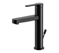 KEUCO Mitigeur lavabo IXMO Flat 130 monocommandé saillie 124 mm avec vidage rosace ronde Noir mat