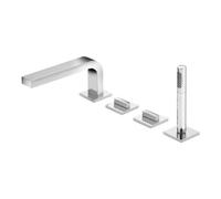 KEUCO EDITION 11 Mitigeur de bain à 4 trous bord de baignoire, saillie 220 mm, 51130130200, Couleur: Chrome noir brossé