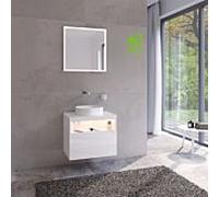 Keuco meuble sous-lavabo Stageline 32853300100 65 x 55 x 49 cm, décor blanc , verre blanc clair, avec électricité