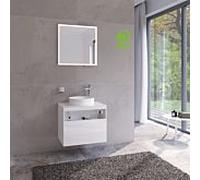 Keuco meuble sous-lavabo Stageline 32855300000 65 x 55 x 49 cm, décor blanc , verre match1 clair, sans blanc , trou pour robinet à droite