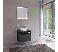 Keuco Meuble sous-lavabo Stageline 32855970000 65 x 55 x 49 cm, décor vulcanite, verre vulcanite satiné, sans électronique, trou pour robinet à droite