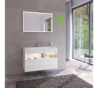 Keuco meuble sous-lavabo Stageline 32872300100 100 x 62,5 x 49 cm, décor blanc , verre match1 clair, avec blanc
