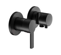 KEUCO PLAN blue Set mitigeur monocommandé à encastrer 2 voies avec raccord de flexible et support de douche, 53951371221, Couleur: Noir Mat
