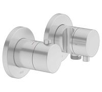 KEUCO PLAN blue Set robinetterie thermostatique à encastrer 2 voies avec raccord de flexible et support de douche, 53953171221, Couleur: finition aluminium