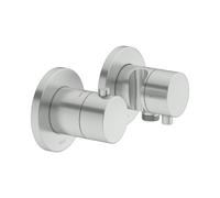 KEUCO PLAN blue Set robinetterie thermostatique à encastrer 2 voies avec raccord de flexible et support de douche, 53953061221, Couleur: acier inoxydable