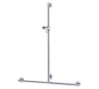 KEUCO PLAN Care barre d'appui avec barre de douche, largeur 682mm, hauteur 1263mm, 34914170611, Couleur: Aluminium anodisé argent / chromé