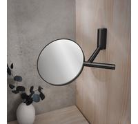 KEUCO Miroir cosmétique Plan 17649370002 – grossissement 5× – Ø 193 mm – noir mat – sans éclairage