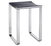 KEUCO Plan Tabouret de Douche, capacité de Charge Jusqu’à 100 kg, Aluminium chromé, Assise en Plastique Gris Noir, 36,5 x 34 cm, Tabouret pour Bain et Douche
